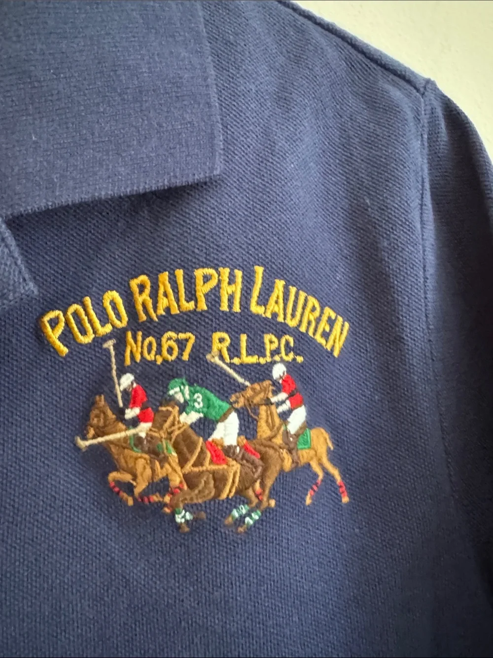Ralph Lauren Navy Polo with Embroidered 3 horse crest